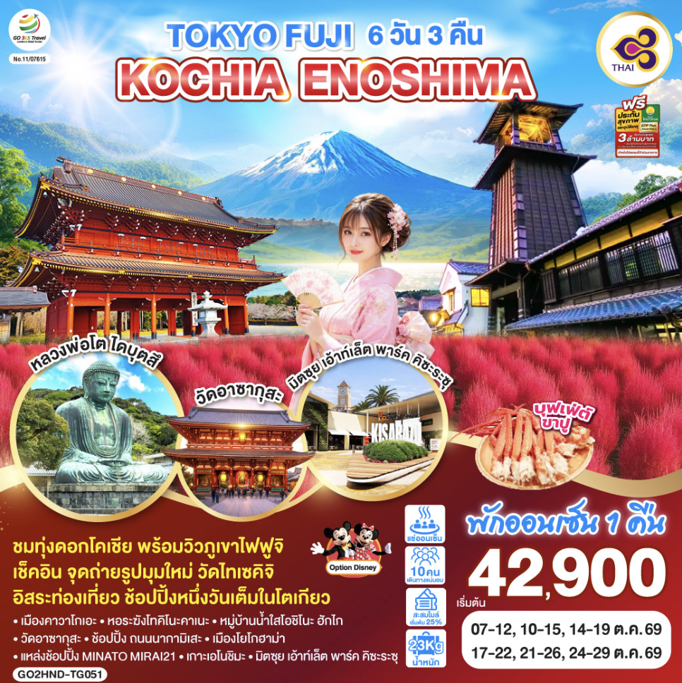 TOKYO FUJI KOCHIA ENOSHIMA 6D 3N โดยสายการบินไทย [TG] 