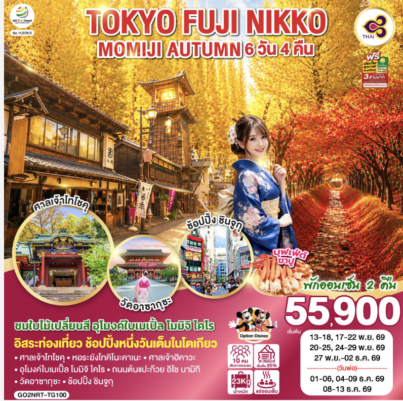 TOKYO FUJI NIKKO MOMIJI AUTUMN 6D 4N โดยสายการบินไทย [TG]